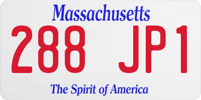 MA license plate 288JP1