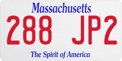 MA license plate 288JP2