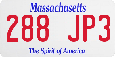 MA license plate 288JP3
