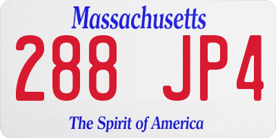 MA license plate 288JP4