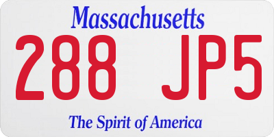 MA license plate 288JP5