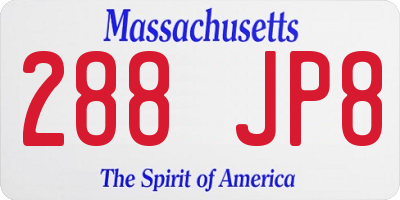MA license plate 288JP8