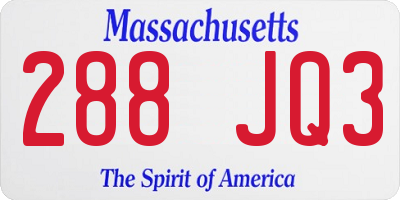 MA license plate 288JQ3