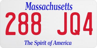 MA license plate 288JQ4