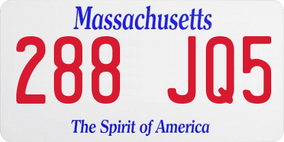 MA license plate 288JQ5