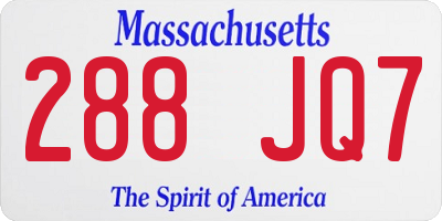 MA license plate 288JQ7