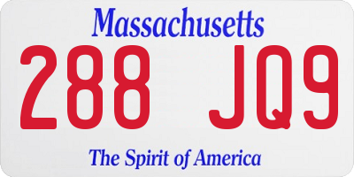 MA license plate 288JQ9