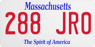 MA license plate 288JR0