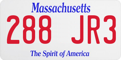 MA license plate 288JR3