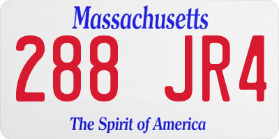 MA license plate 288JR4