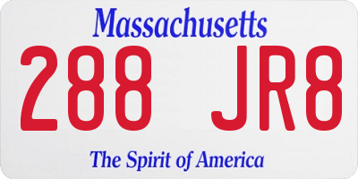 MA license plate 288JR8