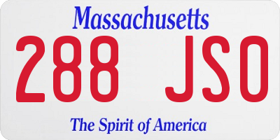 MA license plate 288JS0