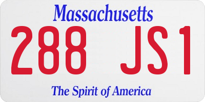 MA license plate 288JS1