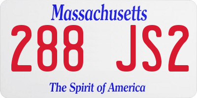 MA license plate 288JS2