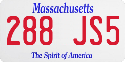 MA license plate 288JS5