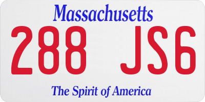 MA license plate 288JS6