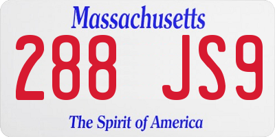 MA license plate 288JS9