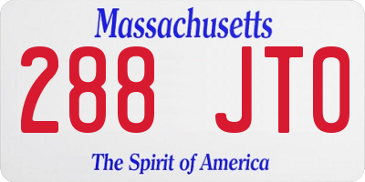 MA license plate 288JT0
