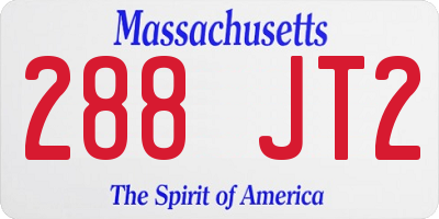 MA license plate 288JT2