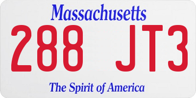 MA license plate 288JT3