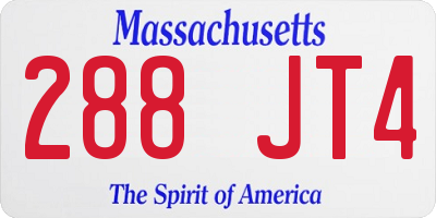 MA license plate 288JT4