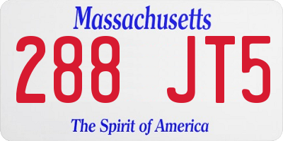 MA license plate 288JT5