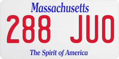 MA license plate 288JU0