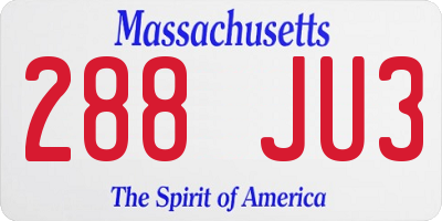 MA license plate 288JU3