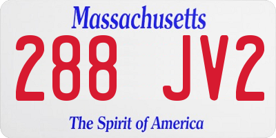 MA license plate 288JV2