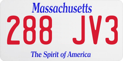 MA license plate 288JV3