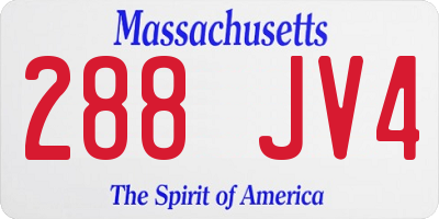 MA license plate 288JV4