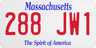 MA license plate 288JW1
