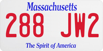 MA license plate 288JW2