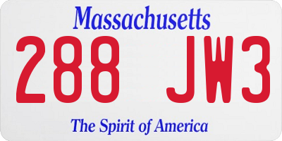 MA license plate 288JW3