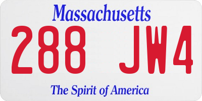 MA license plate 288JW4