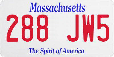 MA license plate 288JW5