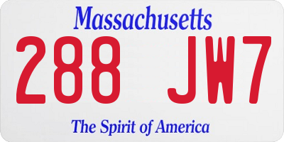 MA license plate 288JW7