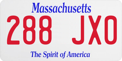 MA license plate 288JX0