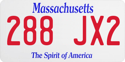 MA license plate 288JX2
