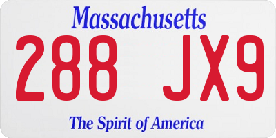 MA license plate 288JX9