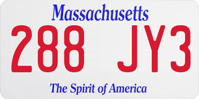 MA license plate 288JY3