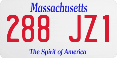MA license plate 288JZ1