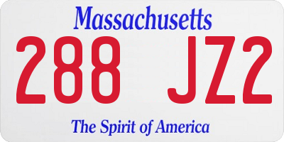 MA license plate 288JZ2