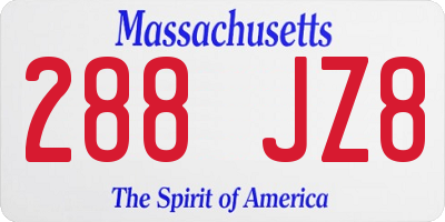 MA license plate 288JZ8