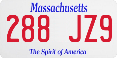 MA license plate 288JZ9