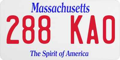 MA license plate 288KA0