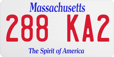 MA license plate 288KA2