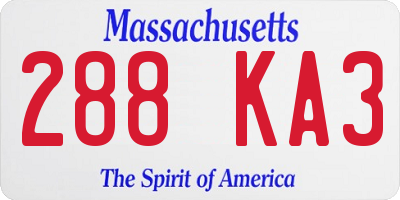 MA license plate 288KA3