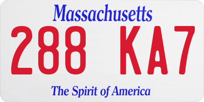 MA license plate 288KA7