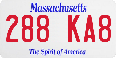 MA license plate 288KA8